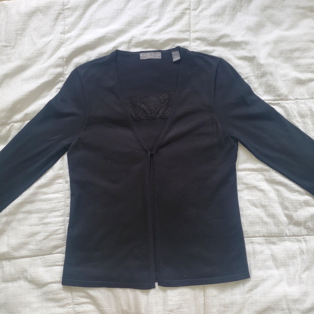 KATE HILL BLACK CAMI W/ATTACHED JACKET - SIZE MP